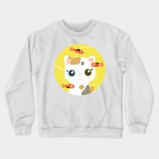 Chubby Cat And Fishes Crewneck Sweatshirt